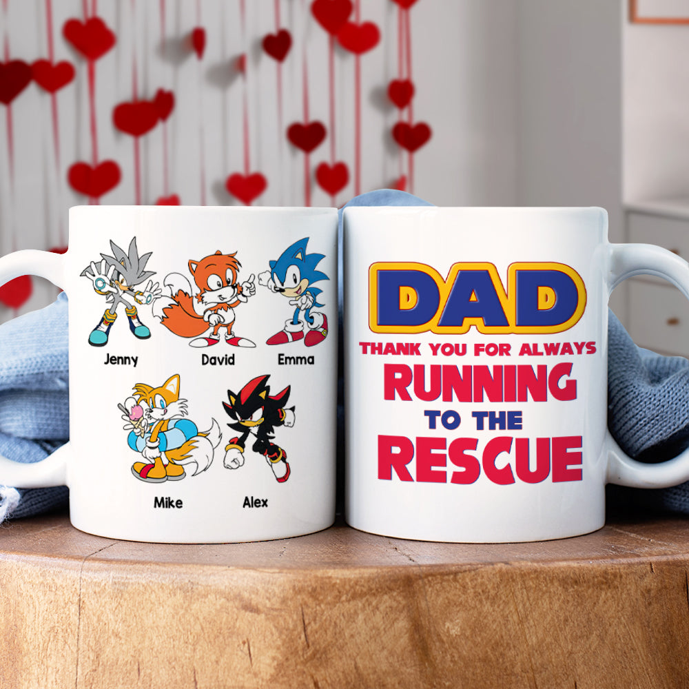 Personalized Superhero Dad Mug - Thank You for Running to the Rescue Coffee Mug PopCulturePrints