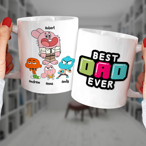 Personalized Cartoon Family Best Dad Ever Mug Coffee Mug PopCulturePrints