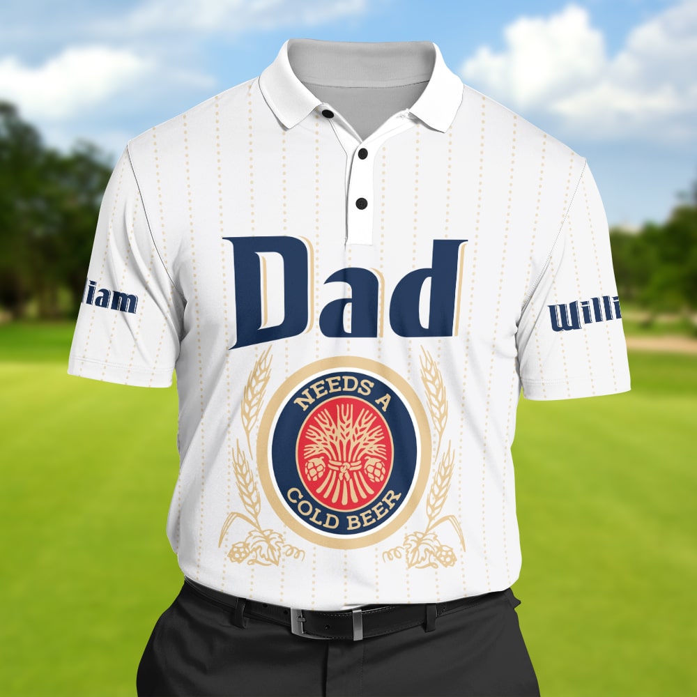 Custom Dad's 3D Polo Shirt - 'Needs a Cold Beer' Polo Shirts PopCulturePrints