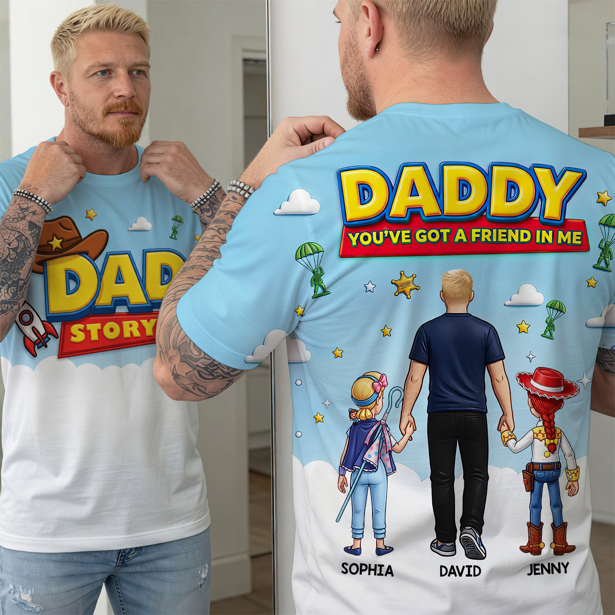 “You've Got a Friend in Me” - Cosmic Cowboy Dad 3D Shirt - Personalize for Dad, Grandpa & More AOP Products PopCulturePrints