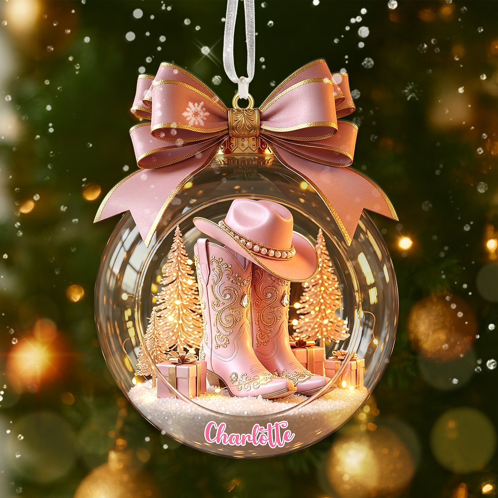 “Embrace the Spirit of the Wild West” - Cowgirl Custom Shape Acrylic Ornament - Personalized Gift for Cowgirls & Christmas Lovers Ornament PopCulturePrints