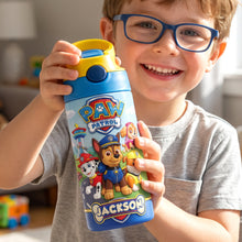 Load image into Gallery viewer, “Adventure Awaits with Paw Patrol” - Colorful 12oz Kid Tumbler - Personalized Gift for Kids Tumbler Cup PopCulturePrints
