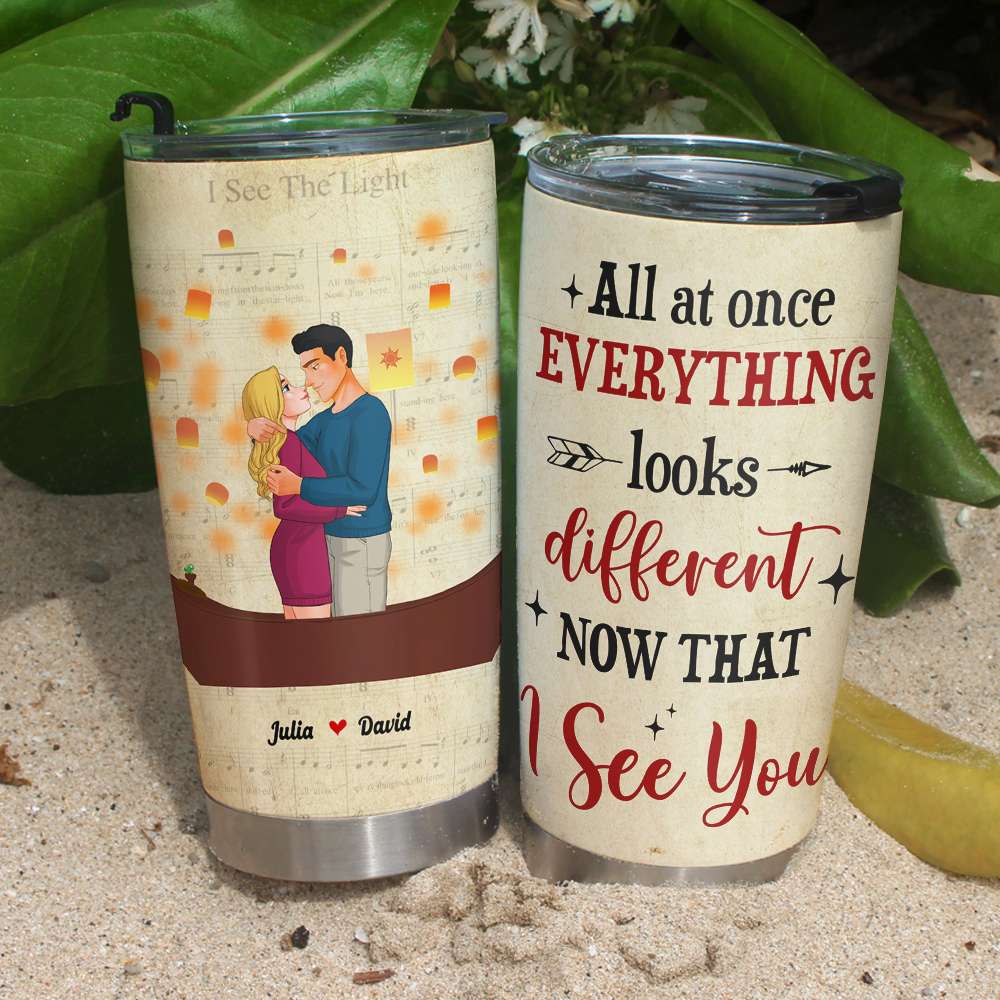 Personalized Couple Tumbler - I See You Tumbler Cup PopCulturePrints