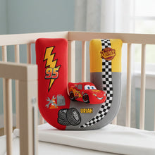 Load image into Gallery viewer, Race Into Dreams with Our Racing Alphabet Initial Letters Custom Shape Pillow - A Personalized Gift for Kids! Pillow PopCulturePrints
