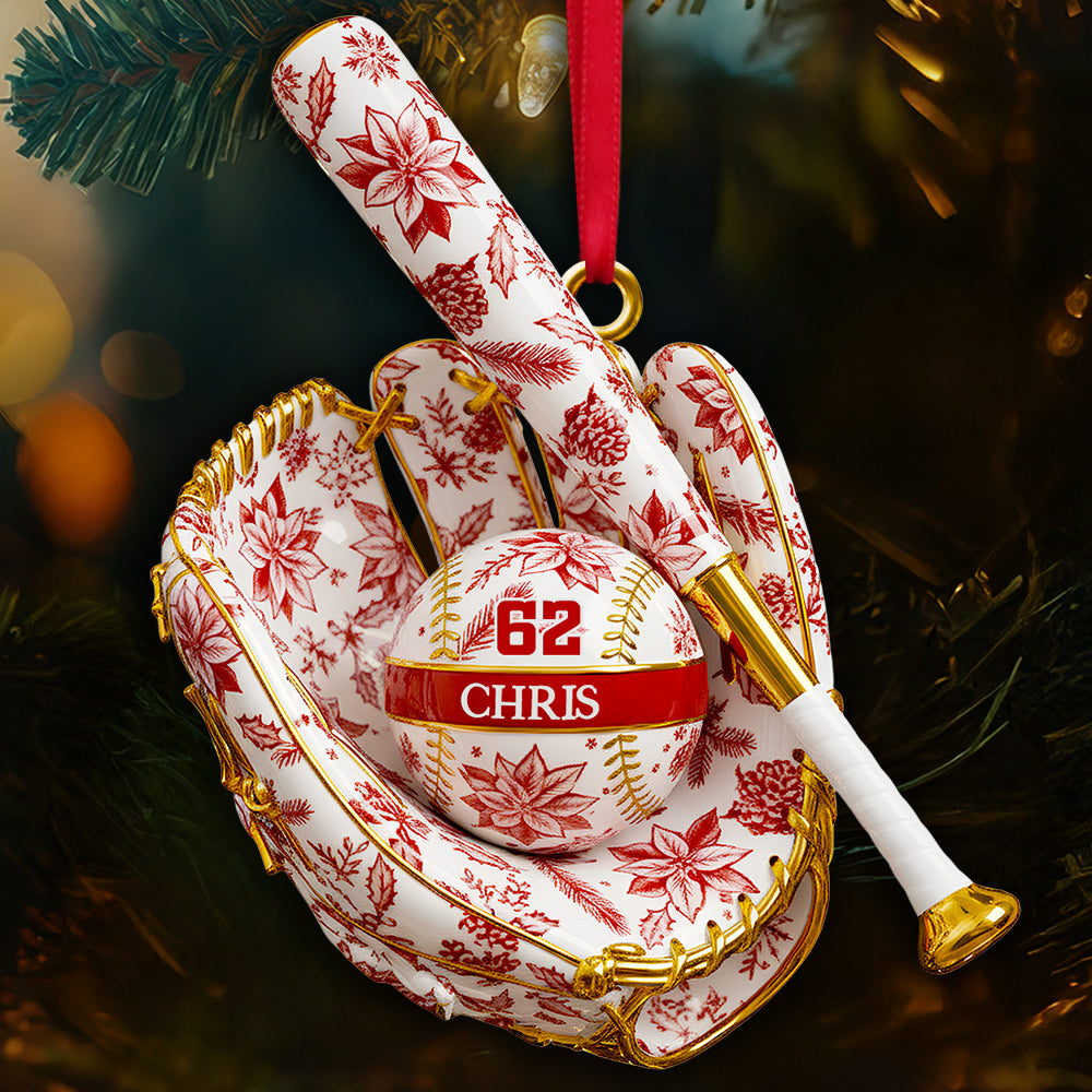 "A Touch of Christmas for Baseball Lovers" - Personalized Baseball Themed Ornament - A Unique Gift for Sports Enthusiasts, Friends, and Family Ornament PopCulturePrints