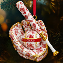 Load image into Gallery viewer, &quot;A Touch of Christmas for Baseball Lovers&quot; - Personalized Baseball Themed Ornament - A Unique Gift for Sports Enthusiasts, Friends, and Family Ornament PopCulturePrints
