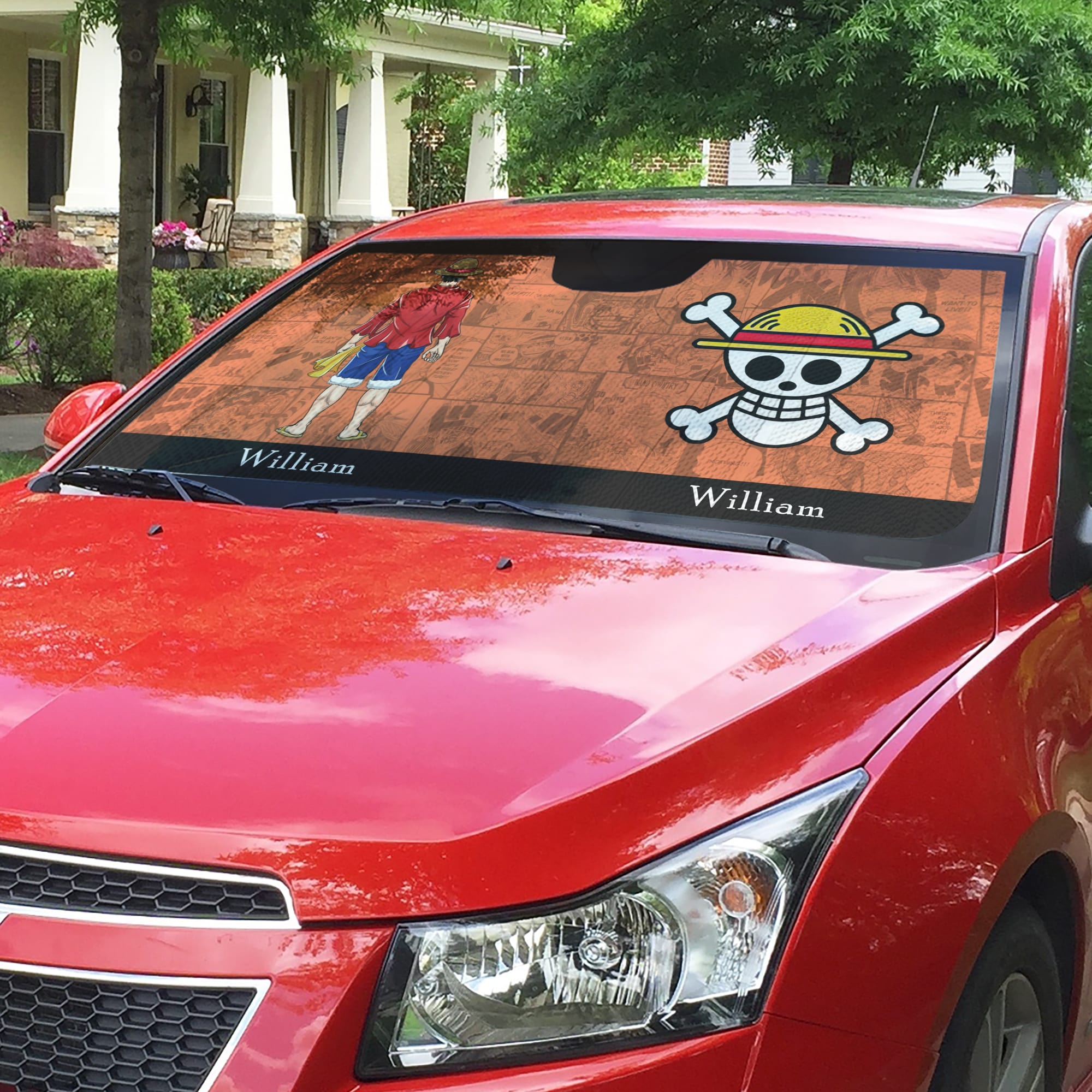 Personalized Anime Lover Windshield Sunshade - One Piece Adventure Doormat PopCulturePrints