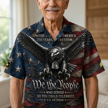 Load image into Gallery viewer, “We the People: Honoring Our Heroes” - Bold Eagle Veteran Hawaiian Shirt - Personalized Gift for Veterans Hawaiian Shirts PopCulturePrints
