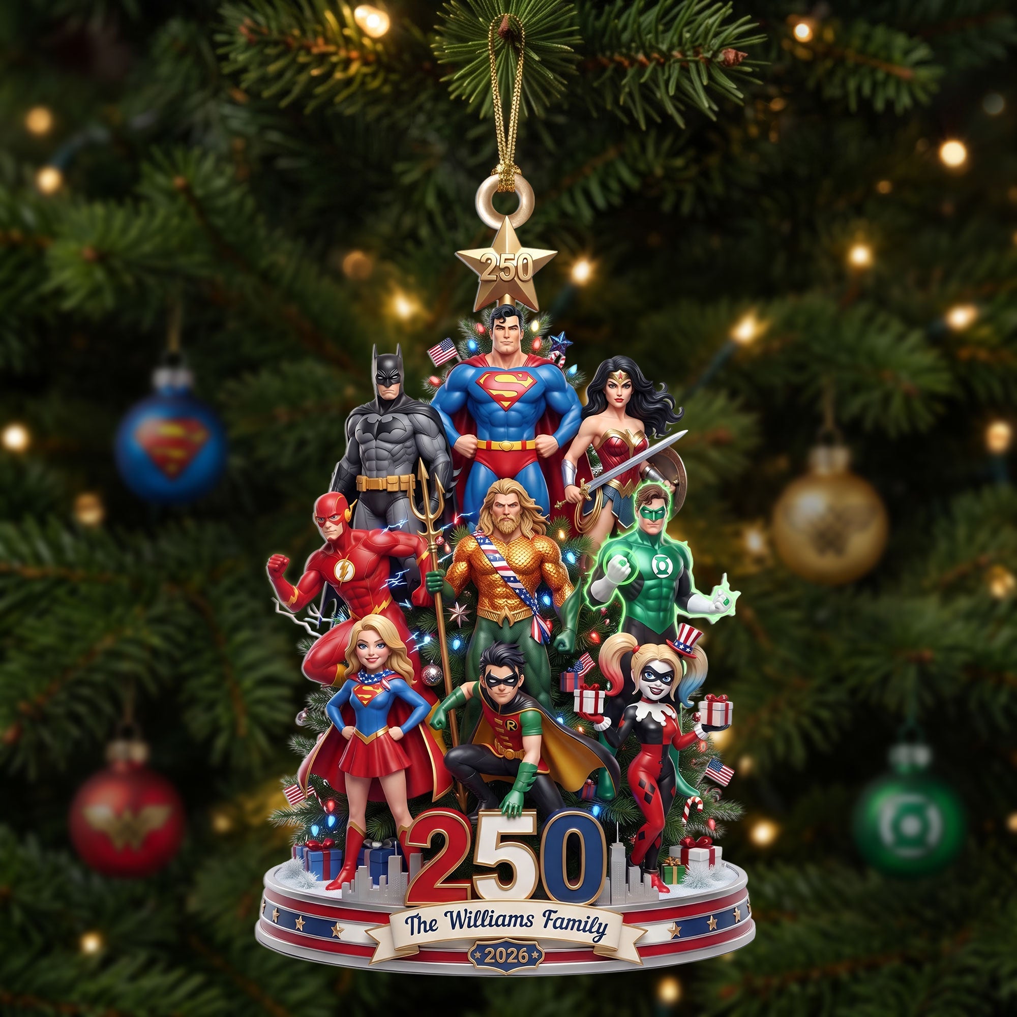 Guardian Protector Acrylic Ornament - Personalized Christmas Gift for Superhero Fans