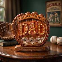 Load image into Gallery viewer, "We Caught the Best Dad" - Personalized Acrylic Plaque - Gift for Dads, Grandpas, and Baseball Lovers Shaped Plaques PopCulturePrints
