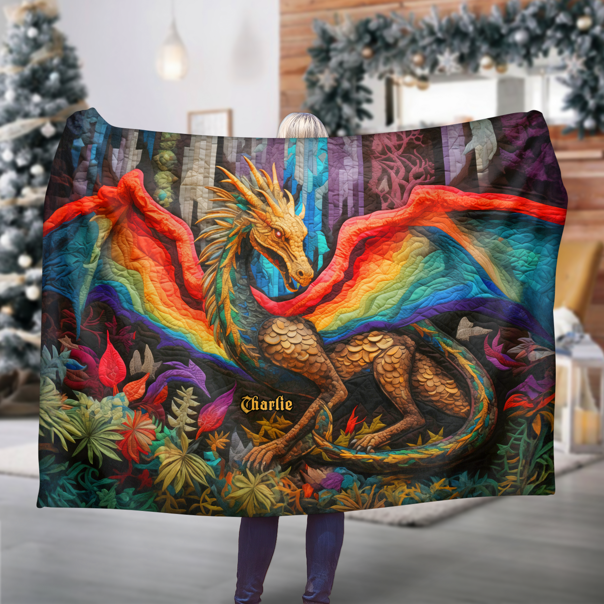 Personalized LGBT Pride Dragon Blanket