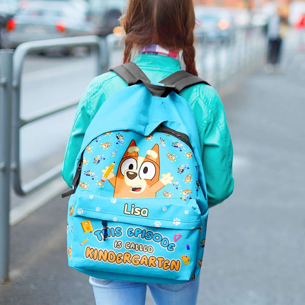 Personalized Bluey Cartoon School Backpacks for Kids