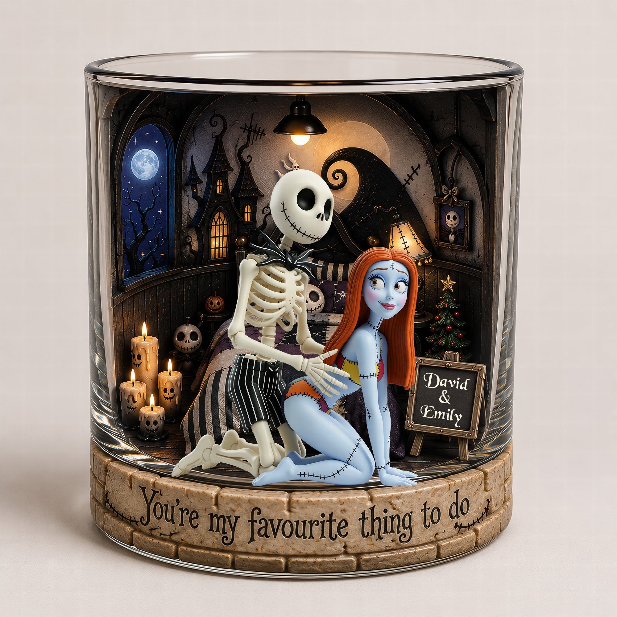 You're My Favourite Thing to Do - Funny Couple Round Glass - Personalized Gifts for Couples