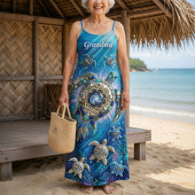 Load image into Gallery viewer, ‘A Grandma’s Love is Forever’ - Turtle Grandma And Kids Maxi Dress - Personalized Gift for Grandma, Mom, Grandmother Dress PopCulturePrints

