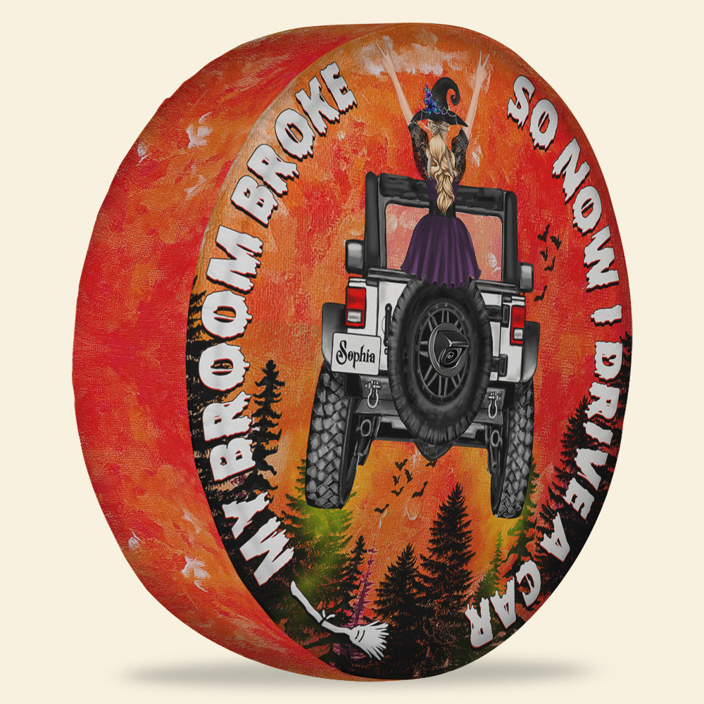 Personalized Gifts For Witch Tire Cover Car Girl & Blood Moon