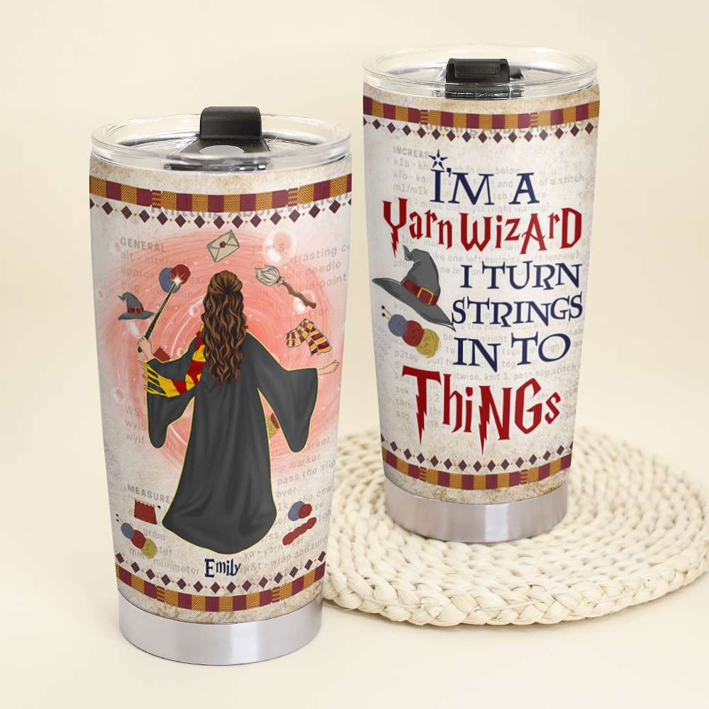 Yarn Wizard Personalized Tumbler - Magic Knitting Enthusiast Gift