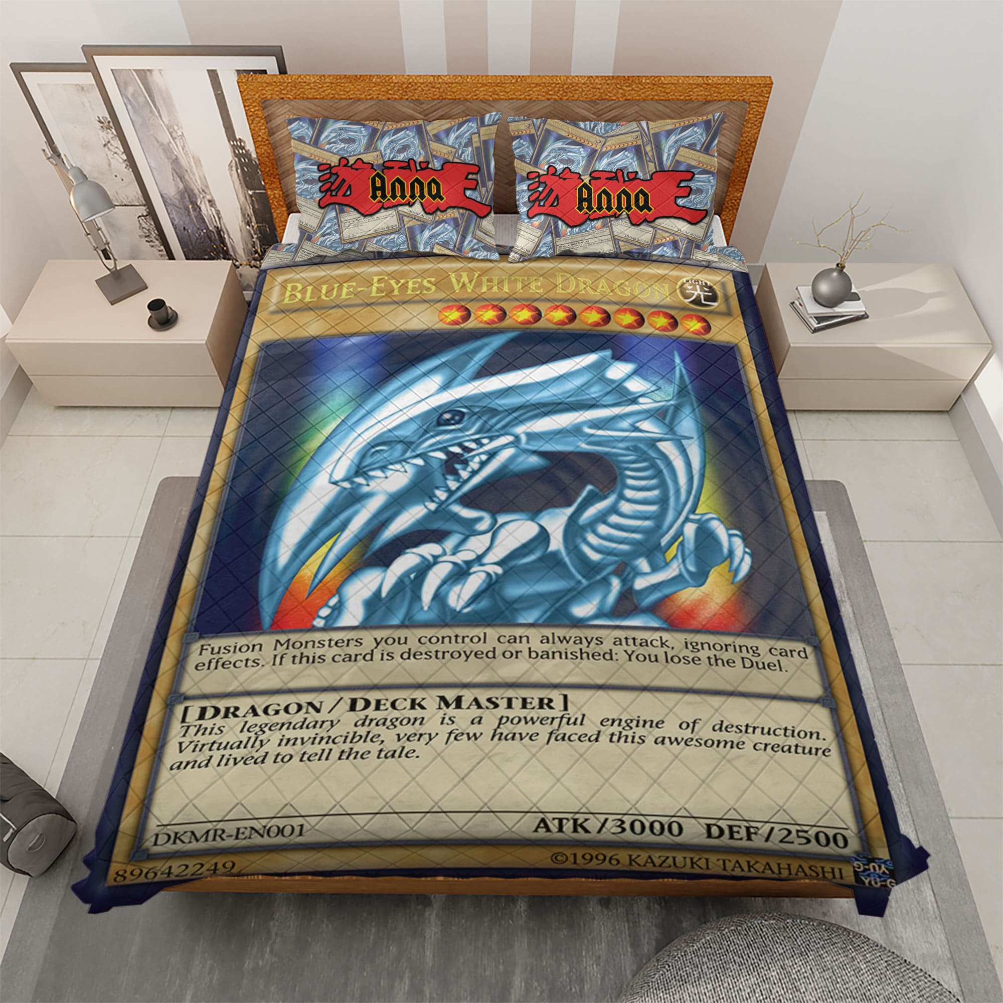 Personalized Blue-Eyes White Dragon Quilt Bed Set Blanket PopCulturePrints