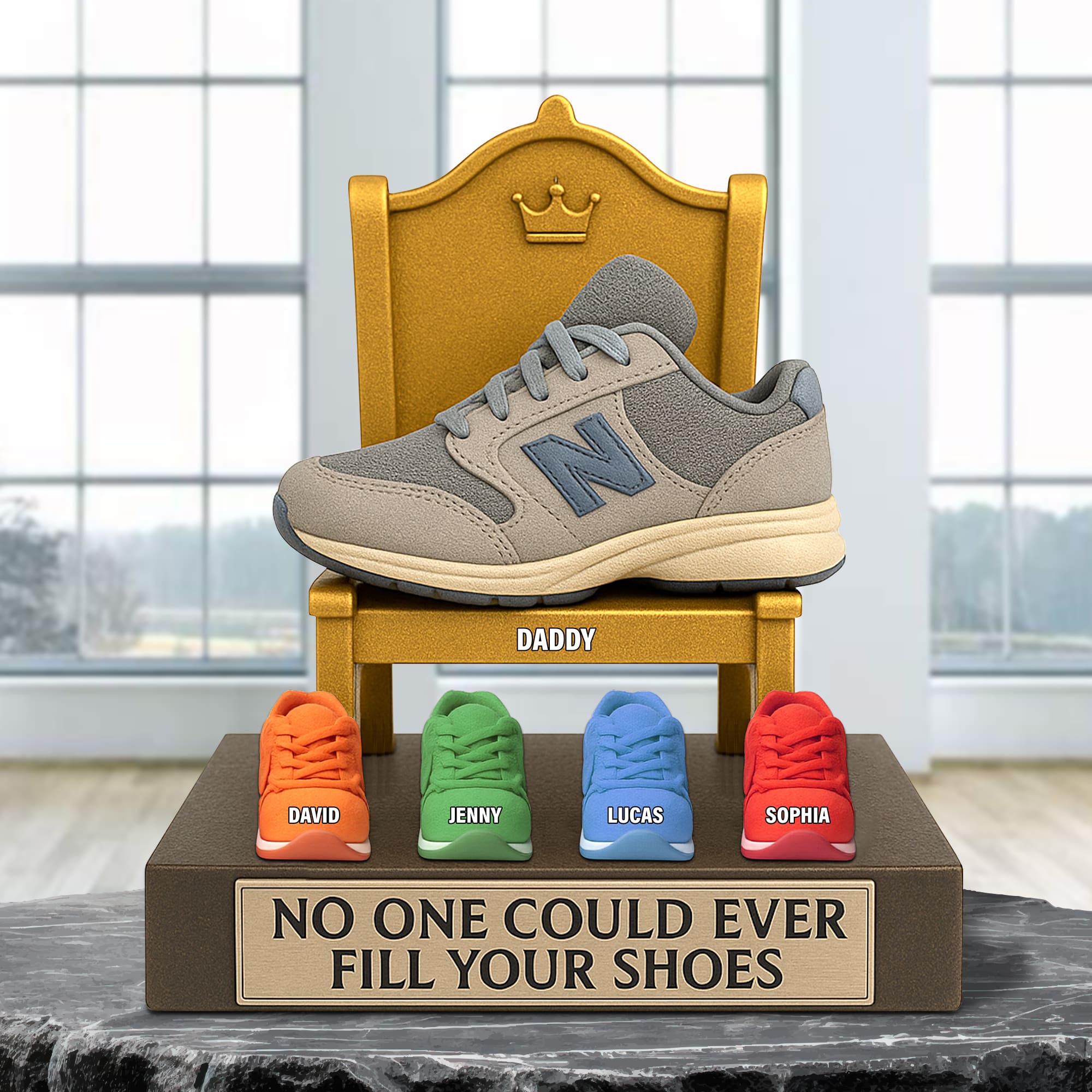 You Fill Our Hearts With Joy - Sneaker Dad Plaque - Personalized Gifts for Dad Shaped Plaques PopCulturePrints