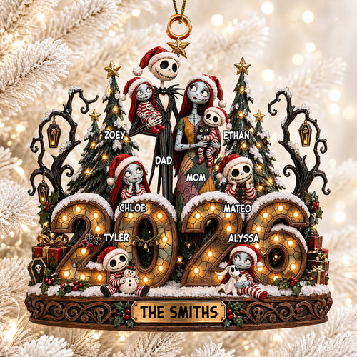 “Celebrate Your Spooky Family Spirit” - Spooky Family Christmas Ornament - Personalized Gifts for Family Ornament PopCulturePrints
