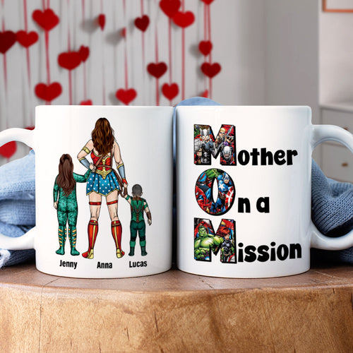 Mother On A Mission Coffee Mug - Custom Personalized Gift for Mom, Grandma & Super Moms Coffee Mug PopCulturePrints