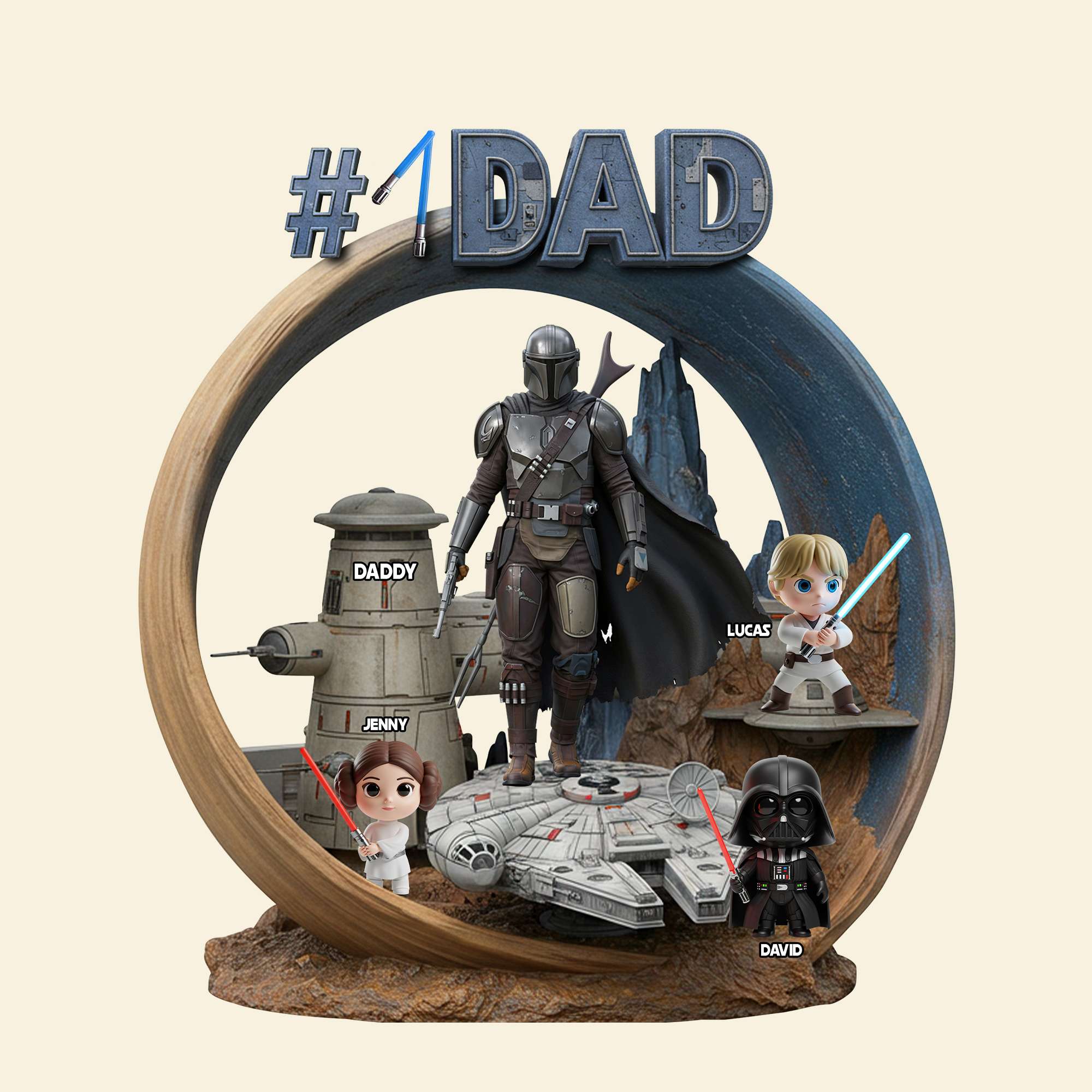 #1 DAD - A Galactic Tribute for the Ultimate Father - Personalized Acrylic Plaque Shaped Plaques PopCulturePrints