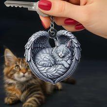 Load image into Gallery viewer, &quot;A Paw-sitive Reminder of Love&quot; - Cat In Heaven Acrylic Keychain - Personalized Gift for Cat Lovers Keychains PopCulturePrints

