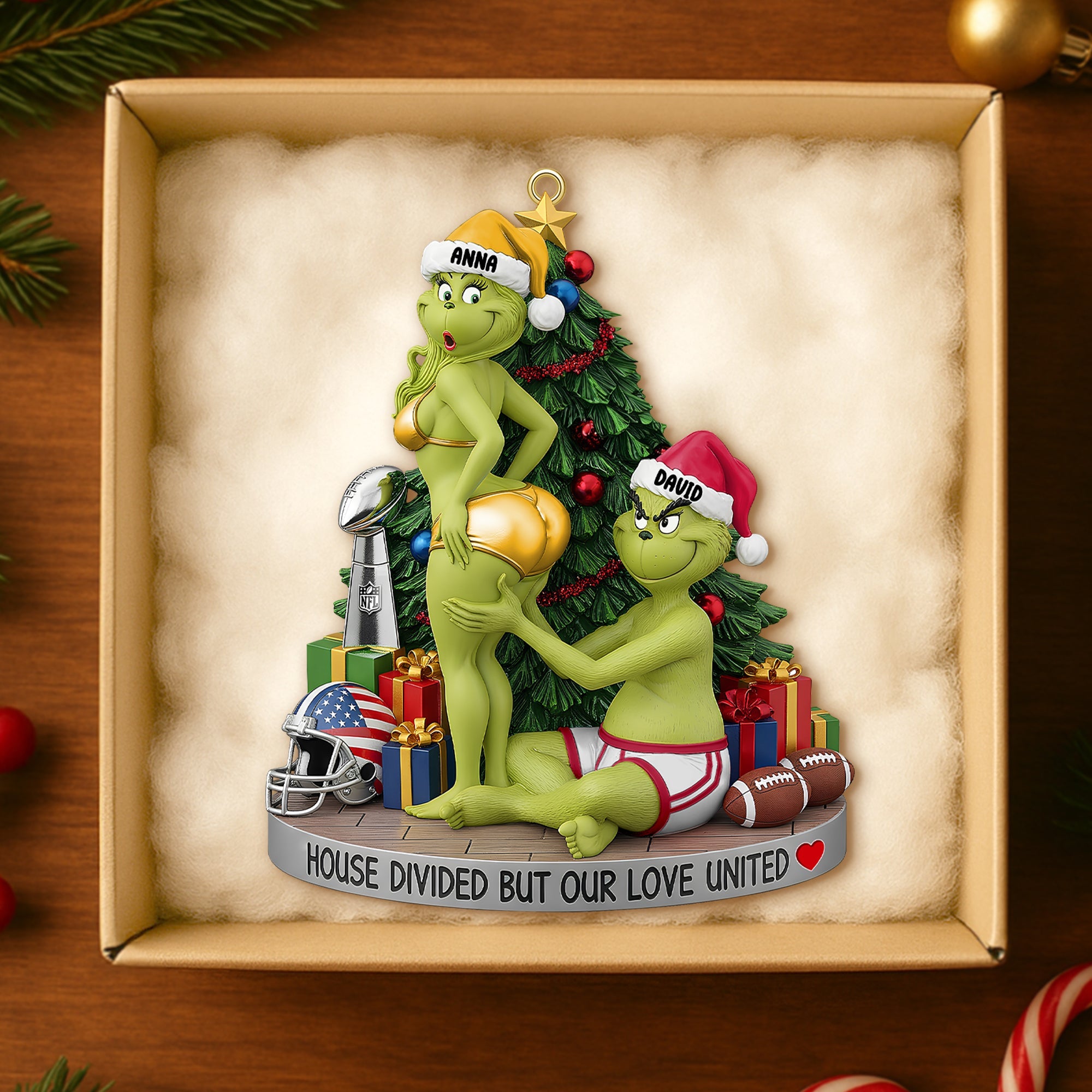 "House Divided But Our Love United" - Personalized Funny Christmas Ornament for Football Lovers Ornament PopCulturePrints