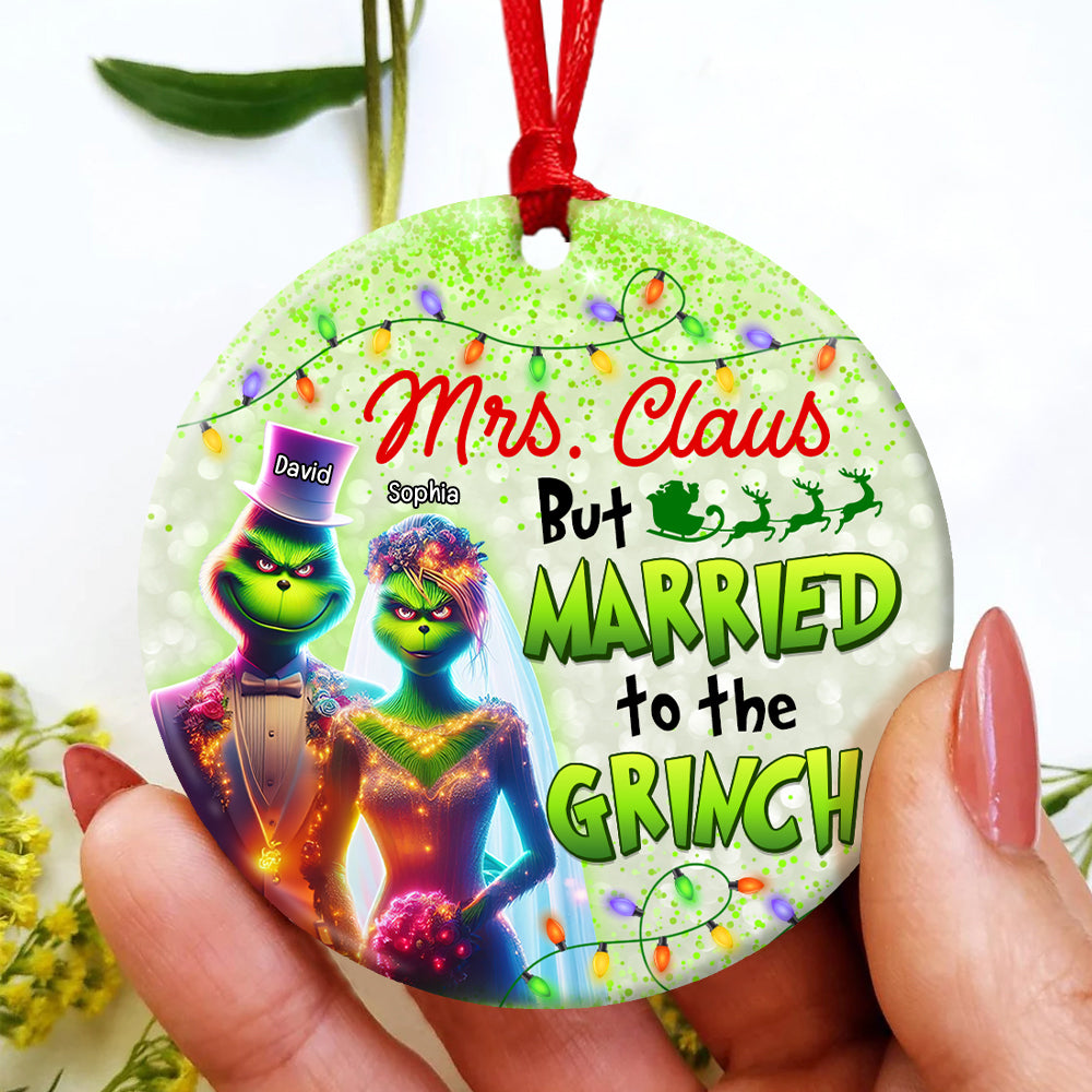 Grinch & Mrs. Claus Personalized Ornament - Perfect Christmas and Valentine's Day Gifts for Couples Ornament PopCulturePrints