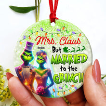 Load image into Gallery viewer, Grinch &amp; Mrs. Claus Personalized Ornament - Perfect Christmas and Valentine&#39;s Day Gifts for Couples Ornament PopCulturePrints
