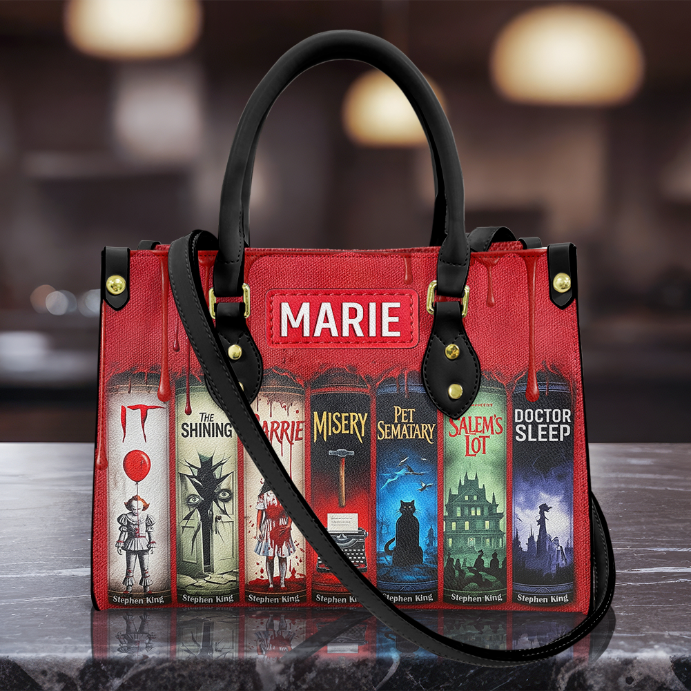“Unleash the Horror!” - Creepy Stories Leather Bag - Personalized Halloween Gift for Horror Lovers Leather Bag PopCulturePrints