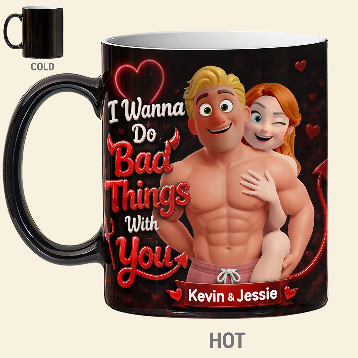 I Wanna Do Bad Things With You - Naughty Couples Magic Mug | Personalized Gift for Couples Coffee Mug PopCulturePrints
