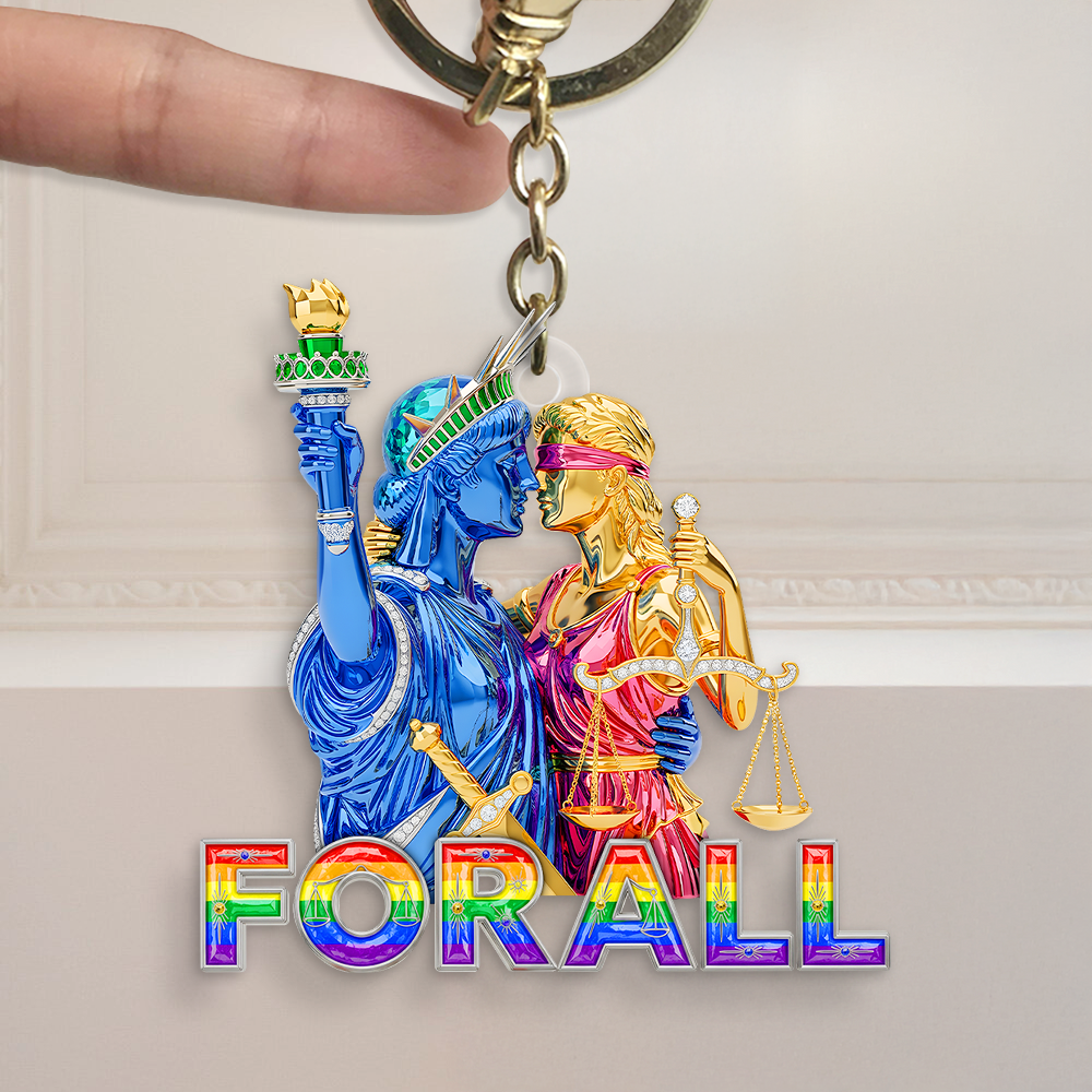For All Love: Personalized LGBT Couple Statue Acrylic Keychain - A Meaningful Gift for Loved Ones Keychains PopCulturePrints