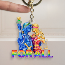 Load image into Gallery viewer, For All Love: Personalized LGBT Couple Statue Acrylic Keychain - A Meaningful Gift for Loved Ones Keychains PopCulturePrints

