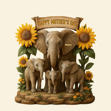 Load image into Gallery viewer, Happy Mother&#39;s Day - Personalized Elephant Family Plaque - Unique Gift for Mom &amp; Grandma Shaped Plaques PopCulturePrints
