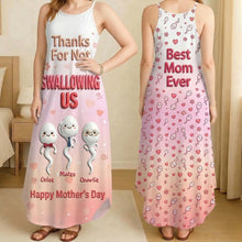Load image into Gallery viewer, Thanks For Not Swallowing Us - Best Mom Ever Suspender Maxi Dress - Personalized Gifts for Moms Dress PopCulturePrints
