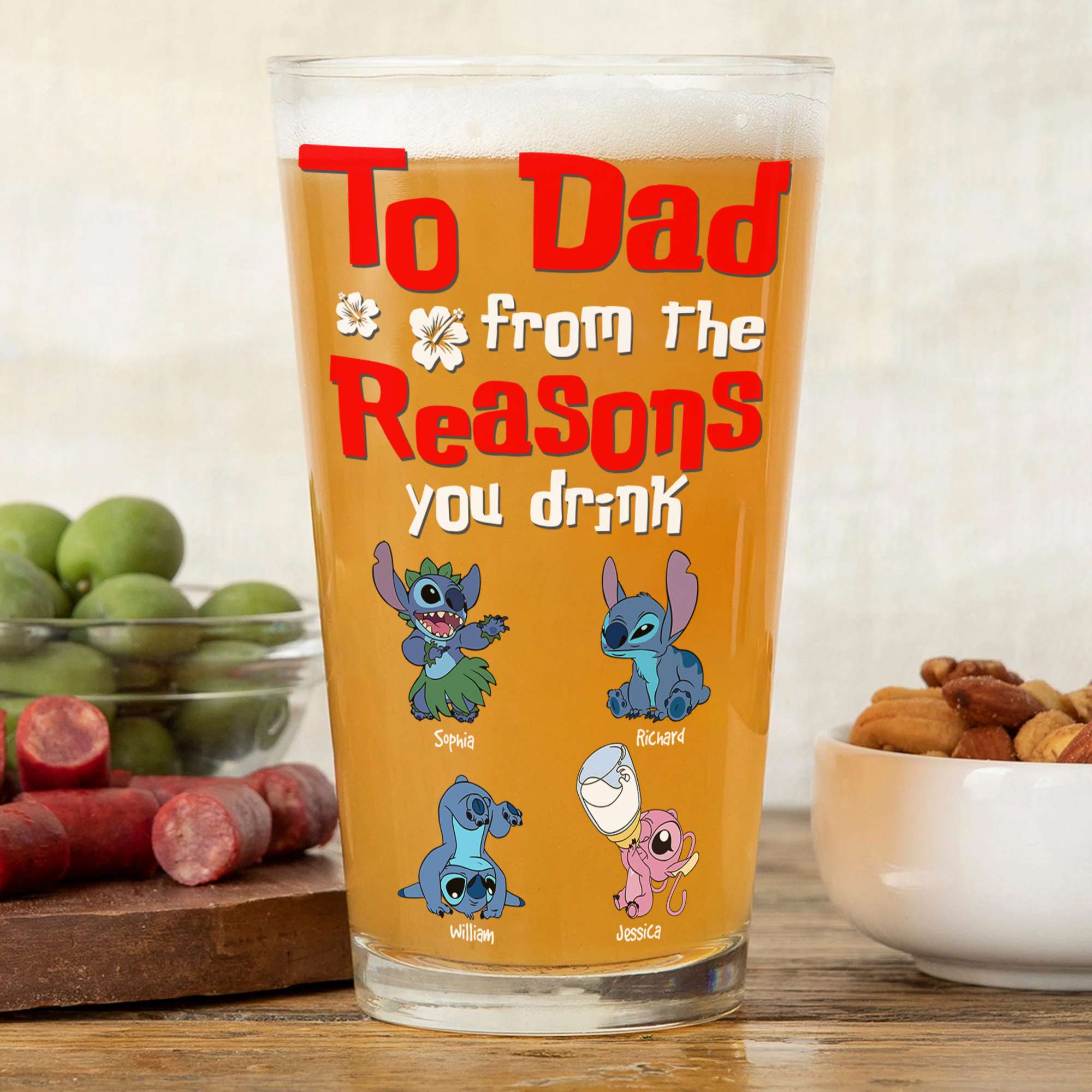 Custom Dad Beer Glass - Personalized Reasons You Drink Beer Glasses PopCulturePrints