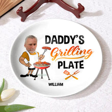 Load image into Gallery viewer, “Grill Like a Pro: Daddy&#39;s Ultimate Grilling Plate” - Custom Ceramic Plate for Dad and Grandpa Ceramic Plate PopCulturePrints
