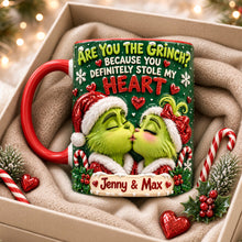 Load image into Gallery viewer, Are You The Grinch? Because You Stole My Heart - Personalized Accent Mug for Couples
