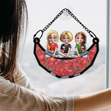 Load image into Gallery viewer, Bestie Sister Sitting On The Moon - Personalized Window Hanging Suncatcher Ornament Suncatcher Ornament PopCulturePrints
