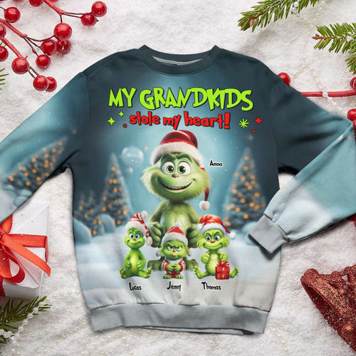 Personalized Grandkids Christmas 3D Shirt for Grandma/Mom AOP Products PopCulturePrints