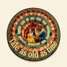 Load image into Gallery viewer, “Tale as Old as Time” – Personalized Couple Quilted Round Mat Doormat PopCulturePrints
