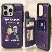 Load image into Gallery viewer, My Bosses Are Calling And I Must Go - Personalized Leather Flip Wallet Phone Case | Unique Gift for Dog Lovers Leather Flip Wallet Phone Case PopCulturePrints
