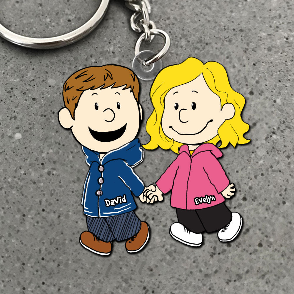 Custom Cartoon Couple Keychain | Personalized Valentine's Day Gifts Keychains PopCulturePrints