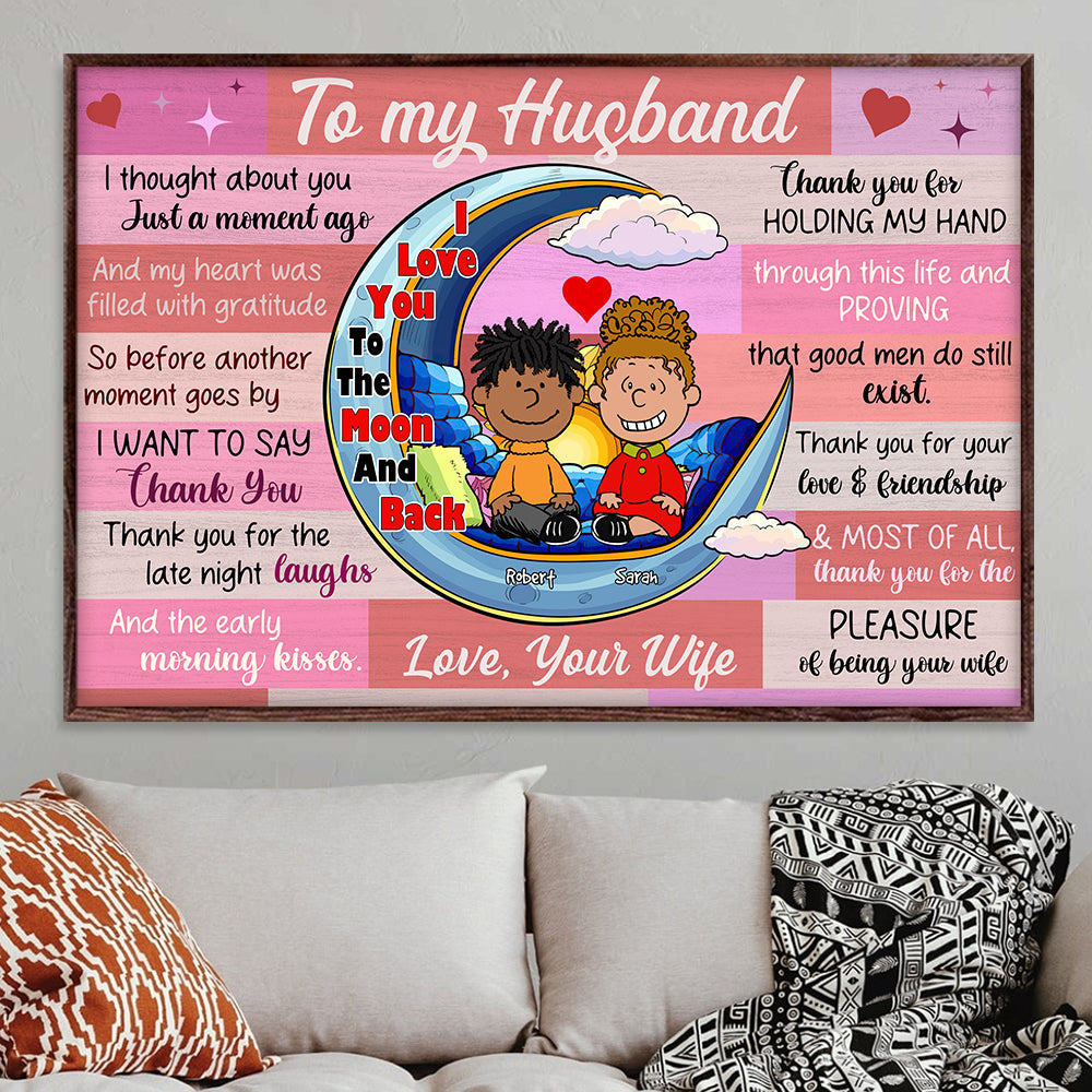 Personalized Couple Canvas - Love You to the Moon and Back Poster & Canvas PopCulturePrints