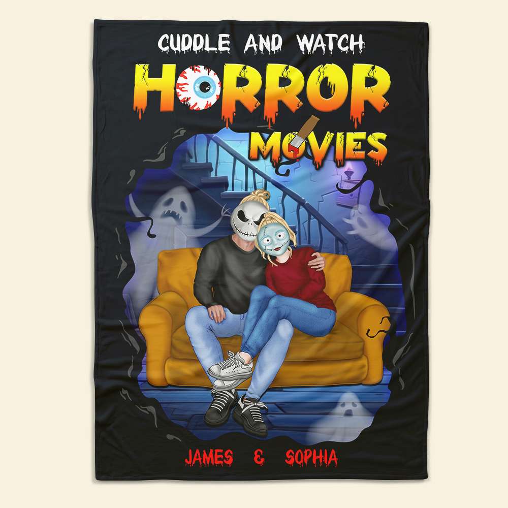 Personalized Horror Movie Night Blanket for Couples Blanket PopCulturePrints