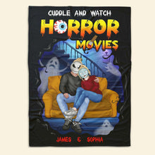 Load image into Gallery viewer, Personalized Horror Movie Night Blanket for Couples Blanket PopCulturePrints
