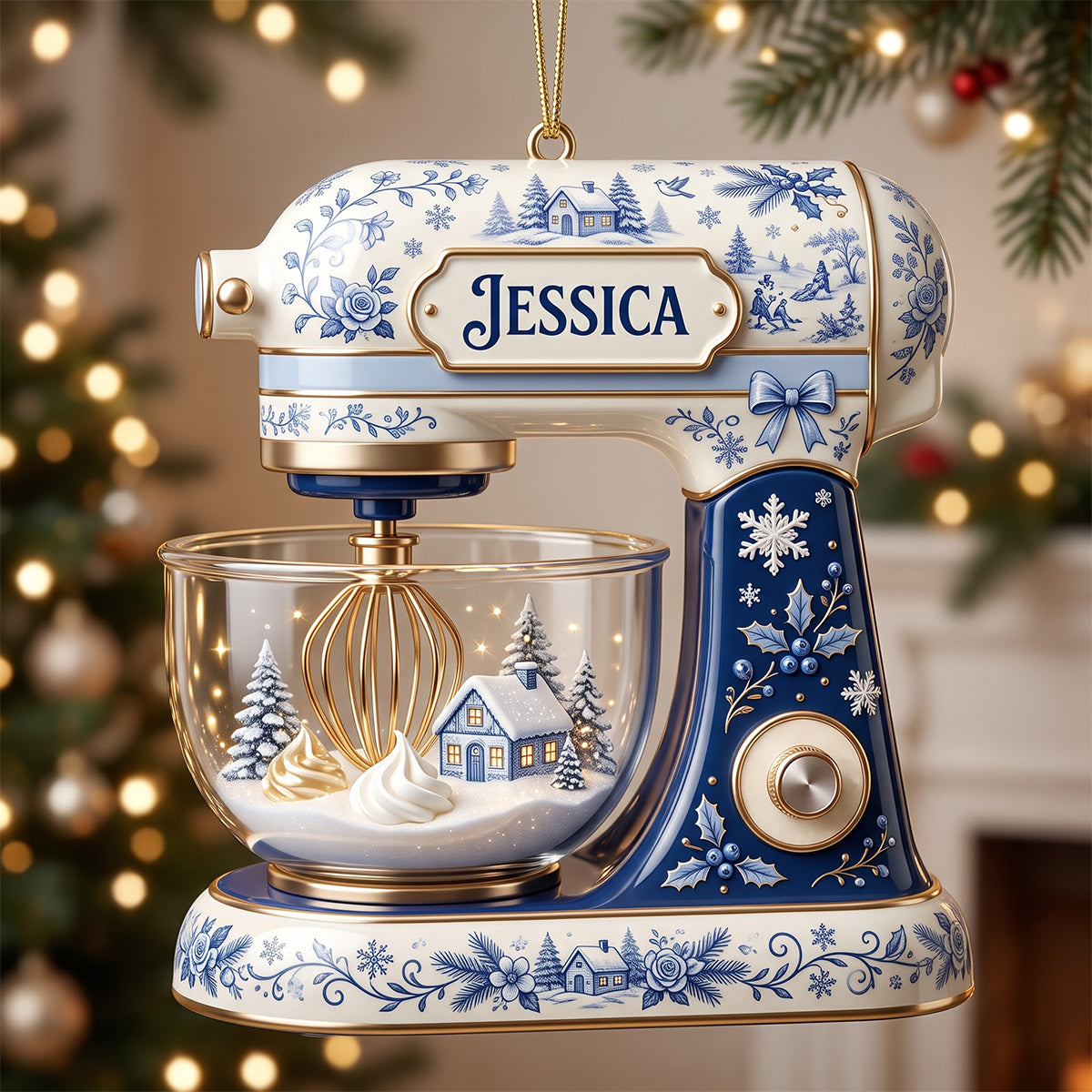 “Whip Up Holiday Joy” - Personalized Baking Mixer Christmas Ornament - Custom Gift for Bakers, Friends, and Family