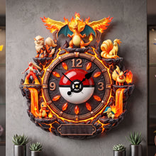 Load image into Gallery viewer, Time for Adventure: Creature Squad Acrylic Hanging Wall Clock - Personalized Gift for Pokémon Fans
