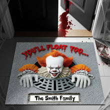 Load image into Gallery viewer, You'll Float Too... - Personalized Horror Sewer Halloween Doormat Doormat PopCulturePrints
