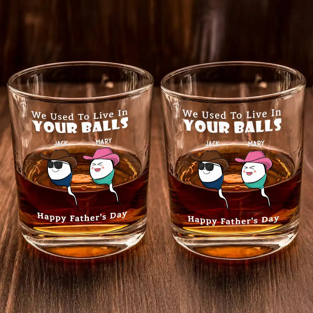 We Used To Live In Your Balls - Personalized Whiskey Glass for Fathers Whiskey Glass PopCulturePrints